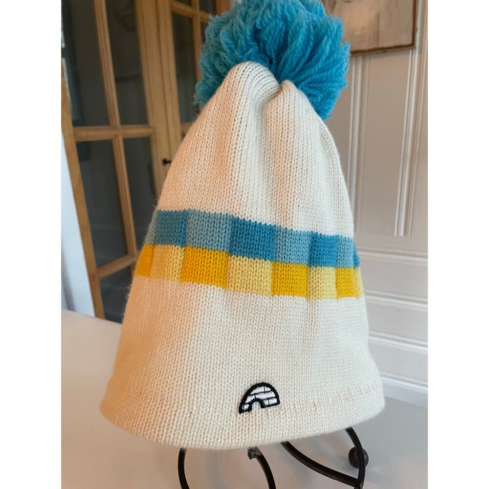 Vtg 70s–80s Wool Ski Beanie Balaclava w/ Pom Igloo Logo USA